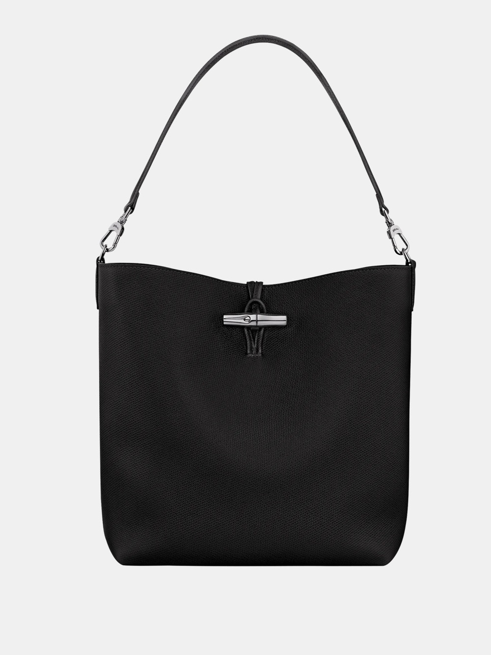 Longchamp Le Roseau Medium Hobo Bag Black Leather MSRP $820